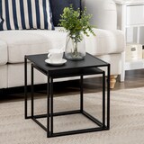 thumbnail of Couchtisch Set 2er Stahl Schwarz 40x40x40  quadratische Tischplatten modern vielseitig kombinierbar stabile Konstruktion bis 10 kg je Tisch