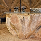 thumbnail of Now's Home - Table basse en racine de teck et plateau en verre 105cm