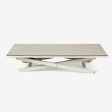 thumbnail of Mesa lateral de vidro temperado, elevável, Alumínio, branco envelhecido, 140x80x29/64cm