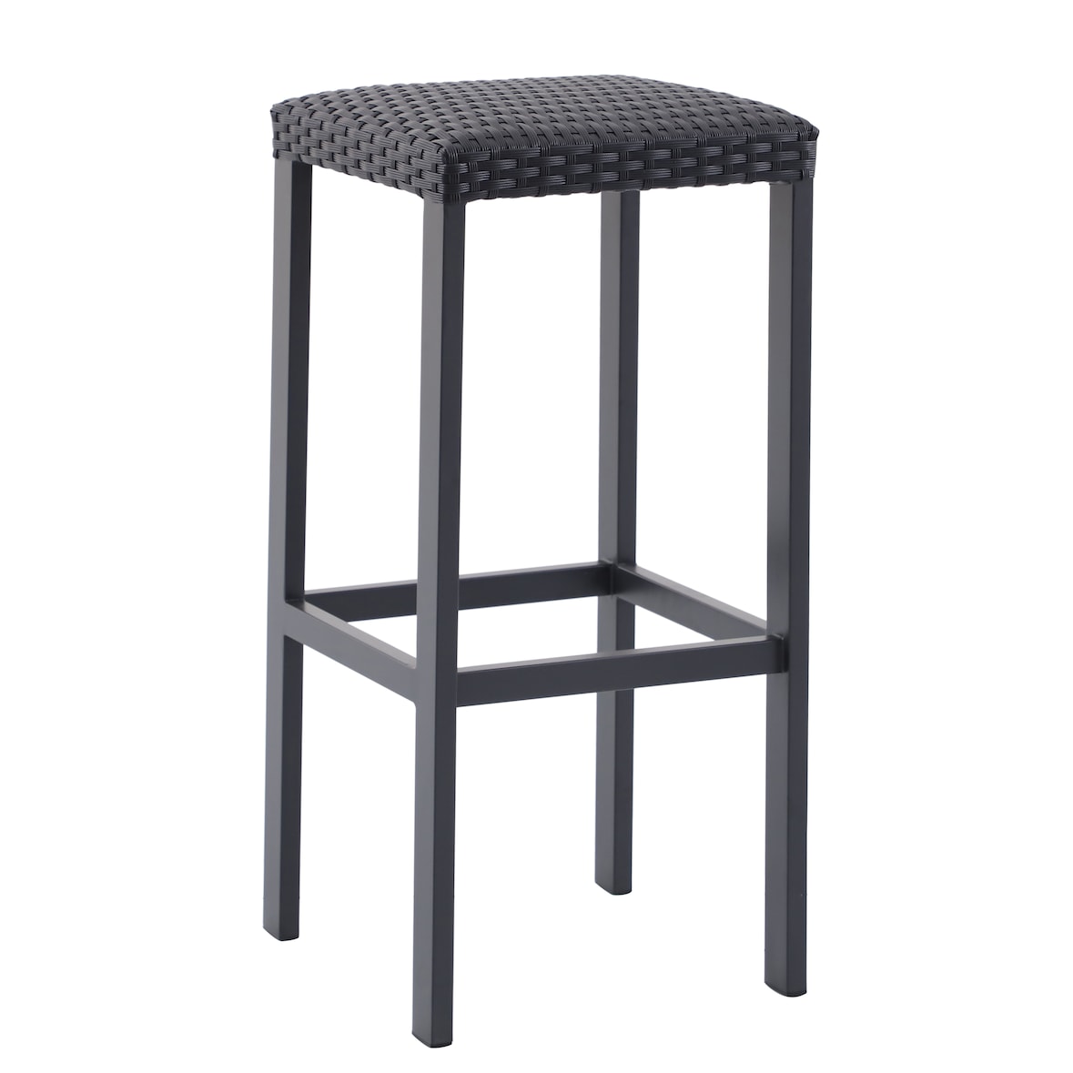 METRO PROFESSIONAL Taburete de bar Gastro Balsario, aluminio/ratán PE, negro