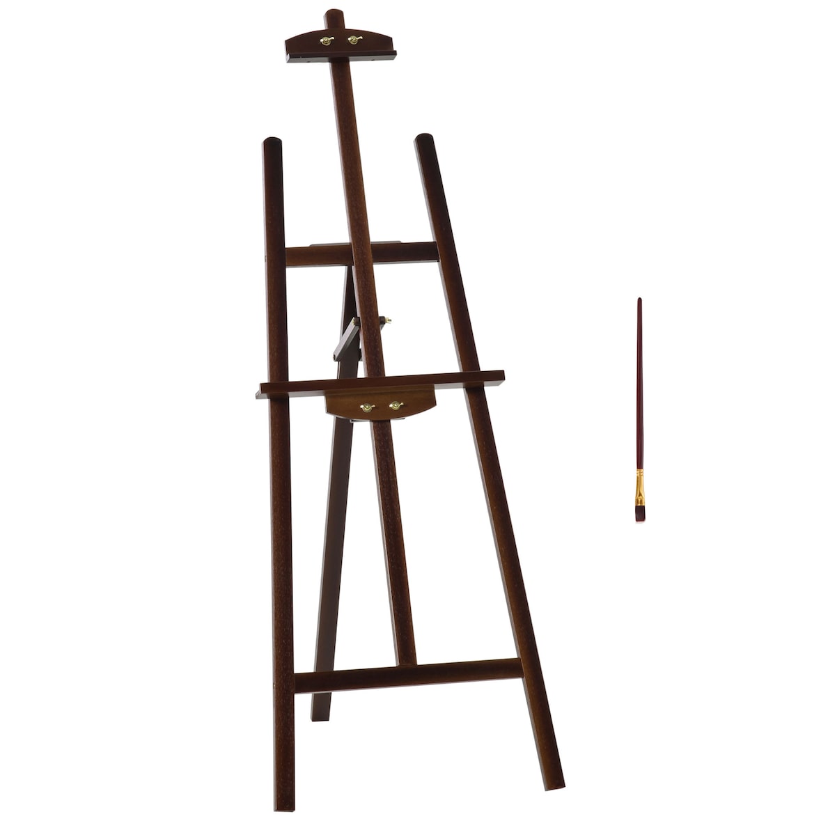 HOMCOM Caballete de Pintura de Madera Caballete de Dibujo con Ángulo Ajustable de 75° Soporte Trípode y Pincel para Lienzos 51,5x71,5x134,5 cm