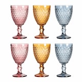 thumbnail of Solycarpa Juego 6 Copas Cristal Transparente (2 Rosa, 2 Azul, 2 Ámbar) para Fiesta, Boda o Bautizo. Ideales para vino, cava o agua.