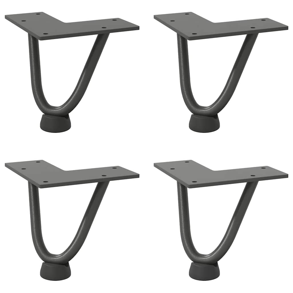 Helloshop26 - Set mit 4 Haarnadelbeinen für Couchtische 10 cm modernes Design matte Oberfläche in anthrazitfarbenem Stahl 02_0056709