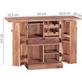 thumbnail of Hausbar Akazie Massivholz 65x91x50 cm Weinbar ausklappbar, Kleine Bar modern, Barschrank mit Türen, Spirituosenschrank mit Aufbewahrung für Flaschen