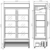 thumbnail of Kühlschrank STERLET auf Rollen | 2x Glastür + LED & Display | 750 Liter, HxBxT 196,5x112x61cm | +2/+10°C | + CHEFGASTRO Geschirrtuch