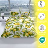 thumbnail of Baumwolle Renforce Bettwäsche Set 4 teilig 135x200 cm Baumwolle Mediterranes Zitronen Motiv Weiß Gelb Grün mit Reißverschluss