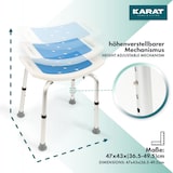 thumbnail of Duschhocker – höhenverstellbarer Badhocker (38–53 cm) – belastbar bis 136 kg – Duschsitz mit rutschhemmenden Gummifüßen