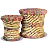 thumbnail of Tabourets Avec Détails Chindi Lot De 2 Multicolore Bambou