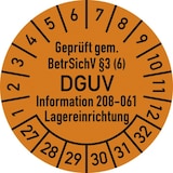 thumbnail of Dreifke® Prüfplakette BetrSichV §3 DGUV 208-061, 2027-2032,Dokumentenf.,Ø 30mm,10 Stück/Bogen