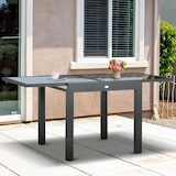 thumbnail of mesa de jardín extensible de aluminio mesa de comedor rectangular con encimera de vidrio templado carga 50 kg para terraza 80-160x80x75 cm