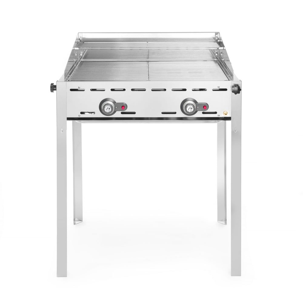 HENDI Grillsystem Green Fire mit 2 Brennern Profi Line, 2 Edelstahl Grillroste Gastronorm 1/1, 11,6kW, 740x612x(H)825mm