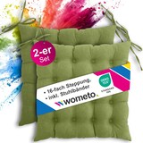 thumbnail of 2er Set Sitzkissen Stuhlkissen 40x40 OEKO-TEX  - grün grasgrün Sitzauflage Bank Polster Sitzpolster mit Bändern / Schleife, Indoor / Outdoor