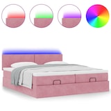 thumbnail of vidaXL Ottoman-Bett mit Matratzen & LEDs Rosa 160x200 cm Samt