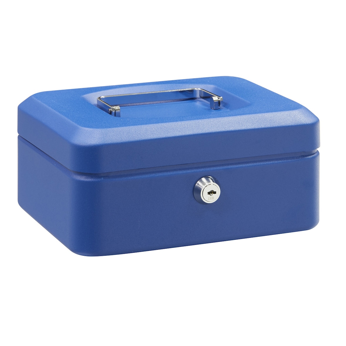 ARREGUI Elegant C9225 Caja Caudales con Llave para Transportar Dinero | Caja de Seguridad acero con bandeja | Caja fuerte portatil 20 cm ancho | Azul