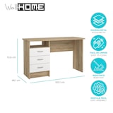 thumbnail of WellHome - Secretária com 3 Gavetas em cor Carvalho e Branco 121 x 49 x 73 cm - Segre Oak