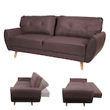 thumbnail of 3er-Sofa HWC-J19, Couch Klappsofa Lounge-Sofa, Schlaffunktion 203cm ~ Stoff/Textil braun