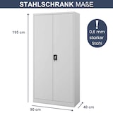thumbnail of Aktenschrank abschließbar KADO - 5 Ebenen, Flügeltüren | Metallschrank Werkstatt Büroschrank aus Stahl Werkzeugschrank, 195x90x40cm Grau