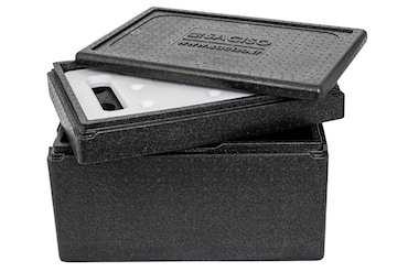 KIT FRIO - 1 recipiente isolado PPE 46L - Abertura superior - Adequado para GN 1/1 + 1 placa eutéctica fria GN1/1 4kg + Suporte de extensão da placa