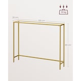 thumbnail of Helloshop26 - Mesa de console mesa de entrada mesa lateral 20 x 100 x 80 cm tampo de vidro temperado fácil montagem pés ajustáveis 12_0007525