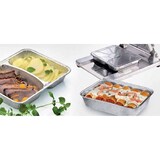 thumbnail of 100x Alu-Menüschalen Aluschalen 2-geteilt  810 ml 227 x 177 x 30 mm