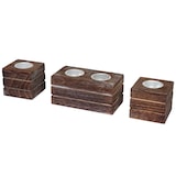 thumbnail of 2-1-1 Set waxinelichthouder Leuca, waxinelichthouder, shabby-look vintage ~ bruin
