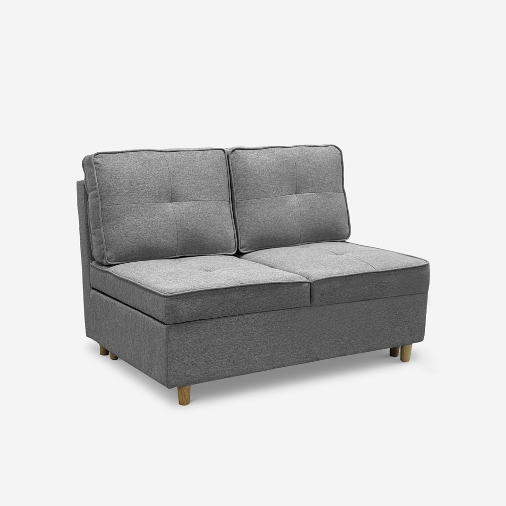 Divano letto 2 posti estraibile salvaspazio in tessuto grigio Wanda-DI82350GC
