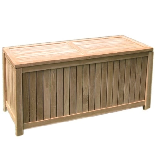 Premium Teak Gartenbox Verstauraum Gartenablage Teakholz offene Lattung klein : 122x55 cm