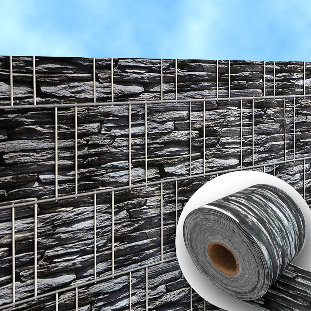 zaun|zu® Sichtschutzstreifen Schiefer bedruckter Sichtschutz 2,5m x 2,0m