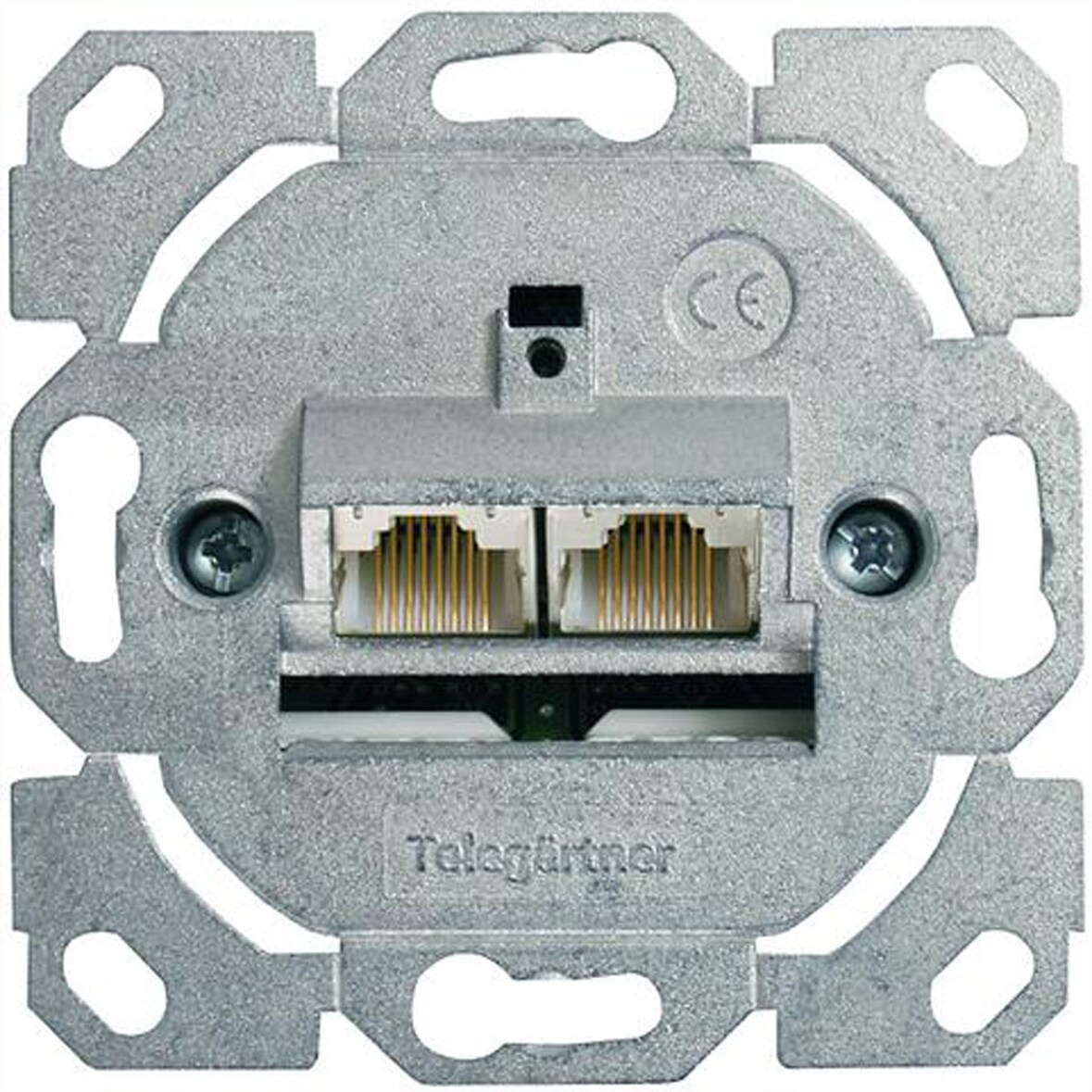 TELEGÄRTNER Dose AMJ45 ohne Zentralplatte, 2x RJ-45 Cat.6A (Class EA)