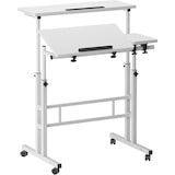 thumbnail of höhenverstellbarer Sitz-Steh Schreibtisch 80x60cm, Stehpult, drehbar, Mobiler Stehtisch mit neigbar Tischplatte, Weiß