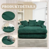 thumbnail of Schlafsofa Chaiselongue Cord Sofa mit 3 Kissen, ergonomisch und bequem, modernes Lounge Sofa für Wohnzimmer und Büro, 125x155x63 Smaragdgrün