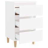 thumbnail of Mesita de noche con patas de madera maciza blanca 40x35x69 cm