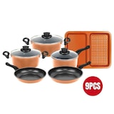 thumbnail of Batterie de cuisine anti-adhésive en cuivre 9 pièces  HG04838-COP usage non-intensif Herzberg