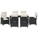 thumbnail of vidaXL 7-teiliges Garten-Esszimmer-Set mit Kissen - Schwarz, Poly-Rattan