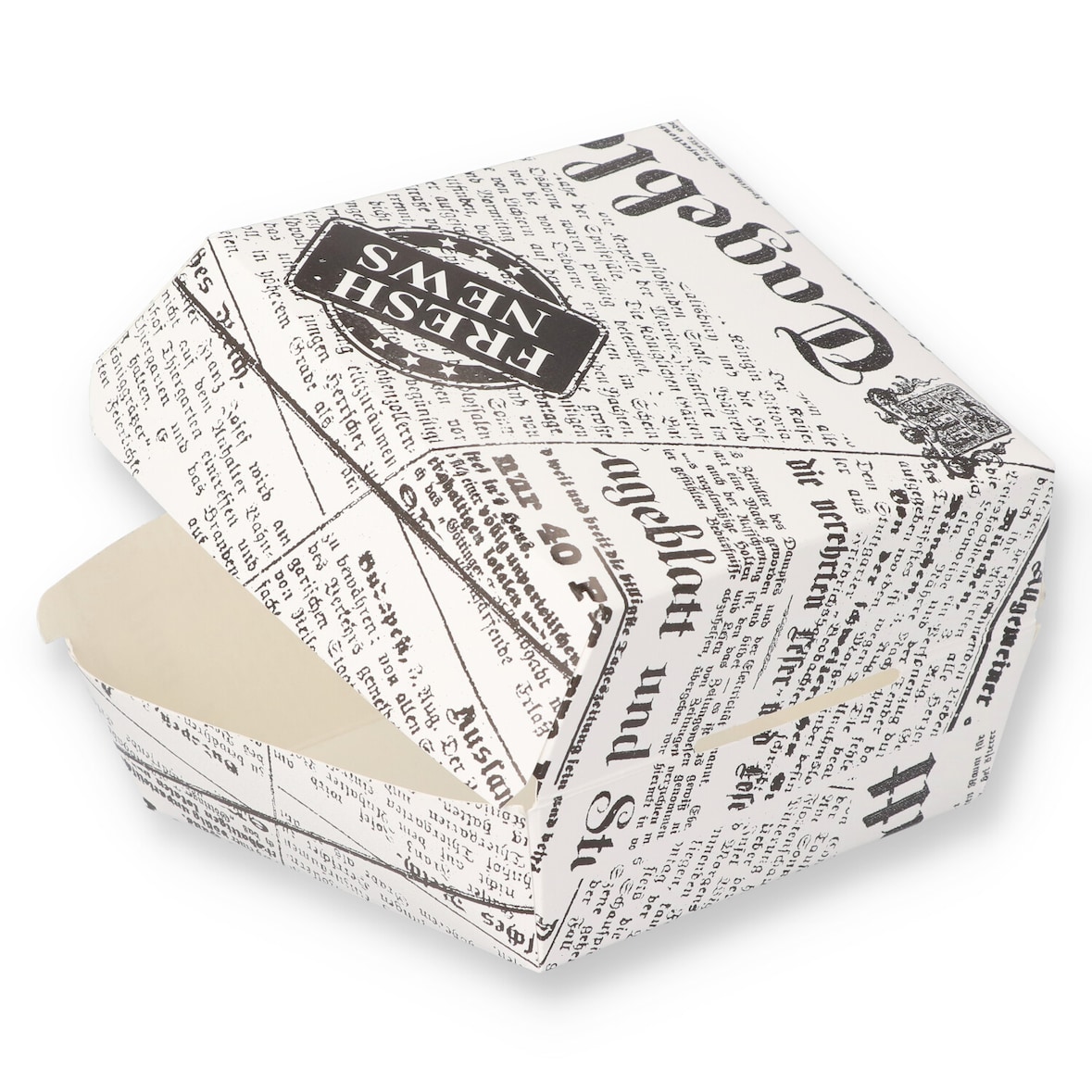 Nette 500 Burgerboxen "Newspaper" Hamburgerboxen 11,5x11x8cm