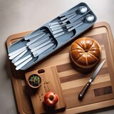 thumbnail of Intirilife Besteckkasten Schubladen Organizer aus Kunsstoff in Grau - 40 x 11 x 5.5 cm - Einsatz für Schubladen für Besteck Kochutensilien