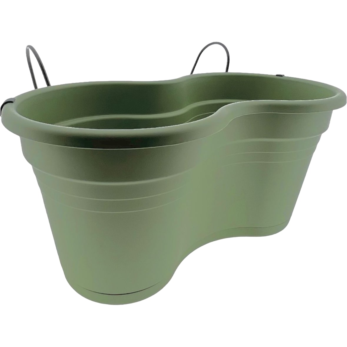 Dubbele Balkon bloembak Hangbak Compleet Relingbloembak - Oudgroen - 37 x 20 x 17 cm - 1 stuks