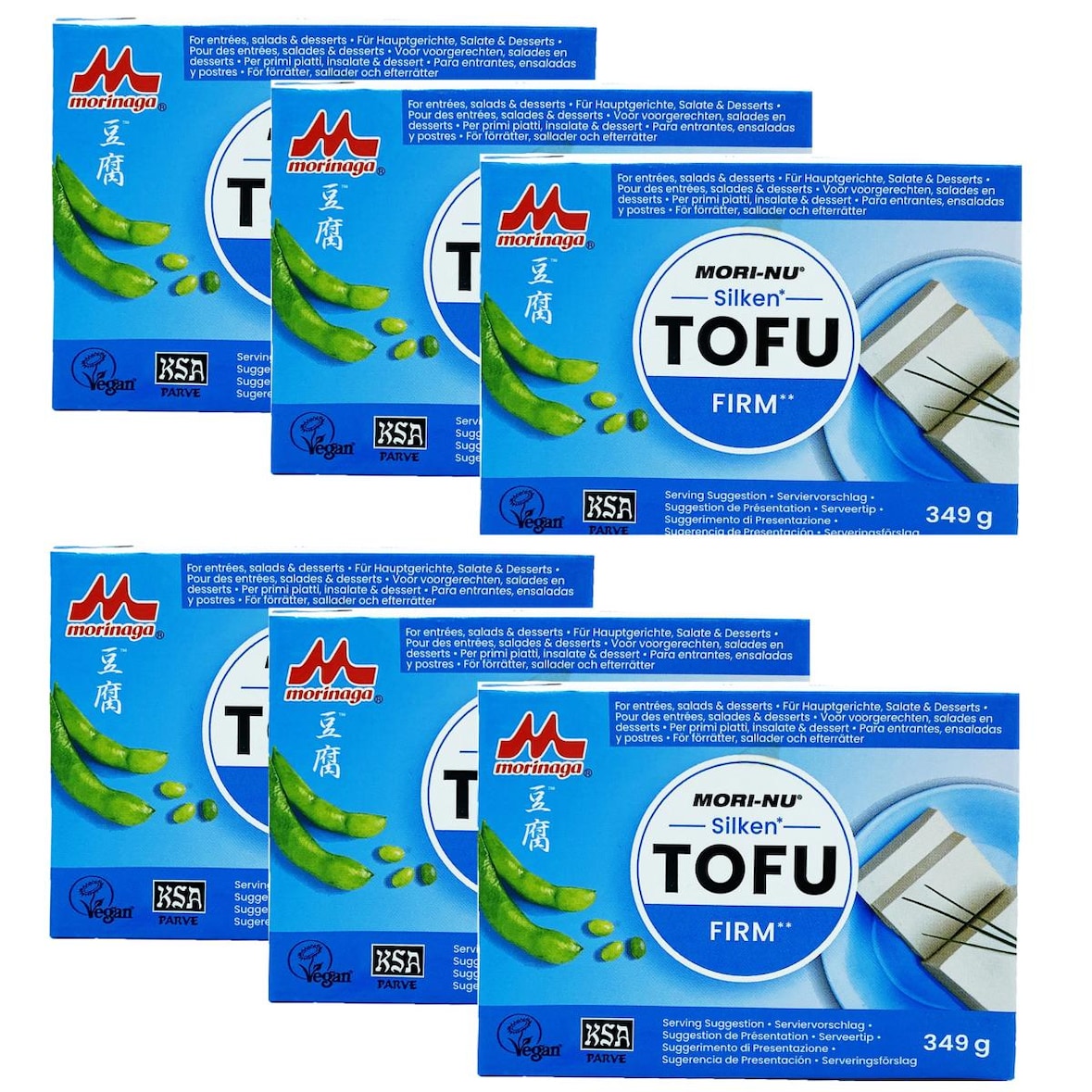 Tofu Ferme "Mori-Nu" 349g - Vegan, sans gluten, sans conservateurs - Marque Morinaga 6 boîtes