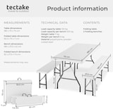thumbnail of tectake Conjunto de mesa e bancos de campismo PANJA, dobrável e resistente às intempéries, para 8 pessoas, 180x70x74 cm, branco