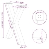 thumbnail of Pieds De Table à Manger En Forme De X, 2 Pièces, Acier Naturel, 70 X (72 73) Cm