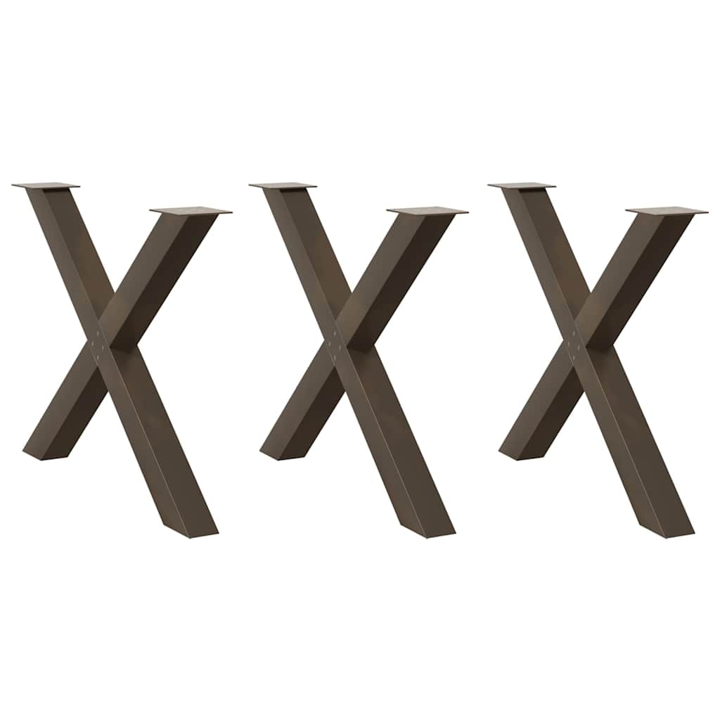 vidaXL Esstischbeine X-Form 3 Stk. Naturstahl 90x(72-73) cm Stahl
