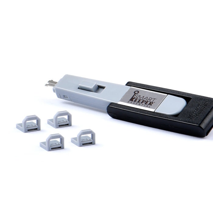 [SmartKeeper ESSENTIAL] 4 x USB B-Port Schlösser mit 1 x Mini Typ Schlüssel / Grau