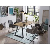 thumbnail of Möbilia eettafel 140 x 80 cm | blad MDF met eiken decor | metalen onderstel | B 140 x D 80 x H 75 cm | naturel-zwart | 18020007 | TAFEL serie