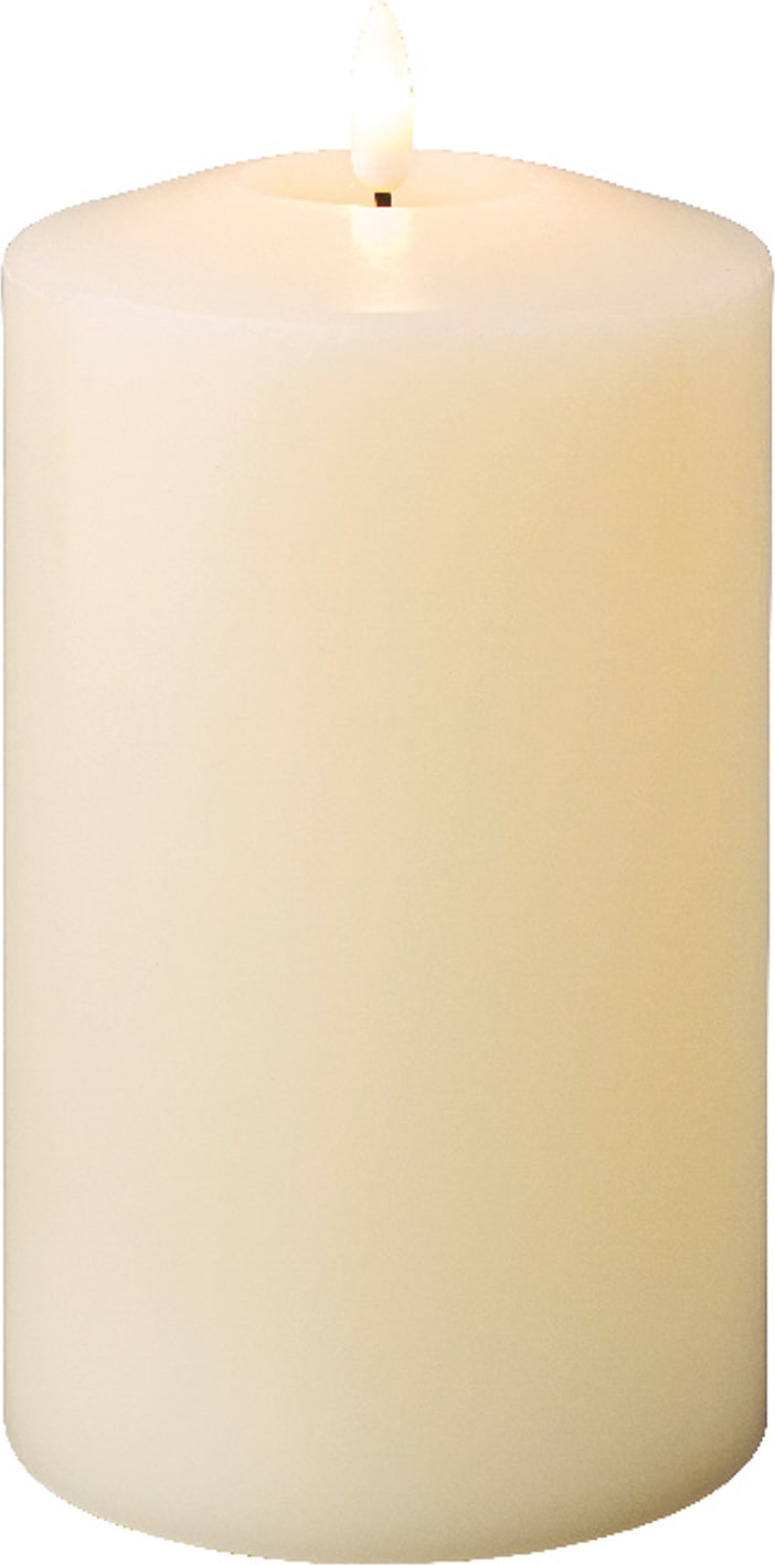 LED Kerze mit Timerfunktion 10x19cm Wachs flackernde Flamme Echtwachskerze batteriebetrieben Wachskerze Stumpenkerze Creme Warmweiß