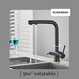 thumbnail of KLARWERK® Felix | Grifo extensible de 3 vías en acero inoxidable negro | Grifo de cocina filtro de agua potable | Caño en L, 3 conexiones para ósmosis