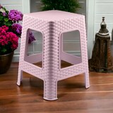 thumbnail of 2 bancos de plástico empilháveis ​​modernos estilo rattan para ambientes internos e externos - 36x36x45cm (2, rosa)