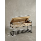thumbnail of Sitzbank mit Stauraum 90x52x38 cm Mango Massivholz / Metall Flurbank Braun, Schuhbank mit Sitzfläche Klein, Schmale Garderobenbank mit