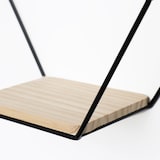 thumbnail of Vierdubbel zeshoekig metalen wandrek met 4 houten plankjes - 40,5x58 cm - Zwart