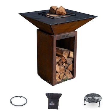 Pack Privilège Braseiro Cevenol Corten Wood Square 74 Single Bowl