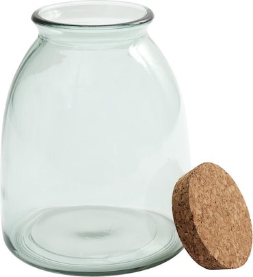 Tarro de cristal con tapa de corcho - 1 litro - Transparente